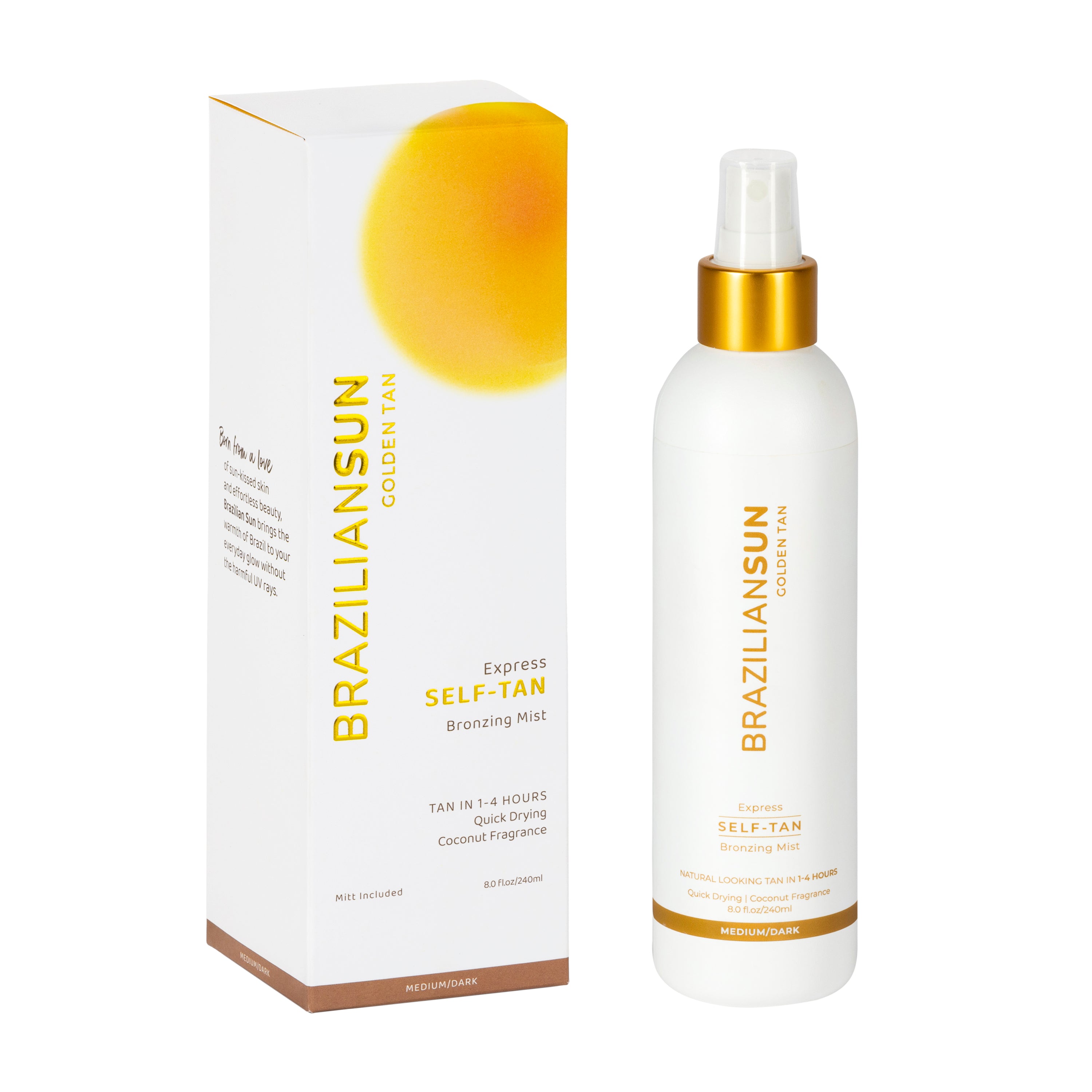 Express Self Tanning Mist – Coconut Glow+Mitt – Brazilian Sun